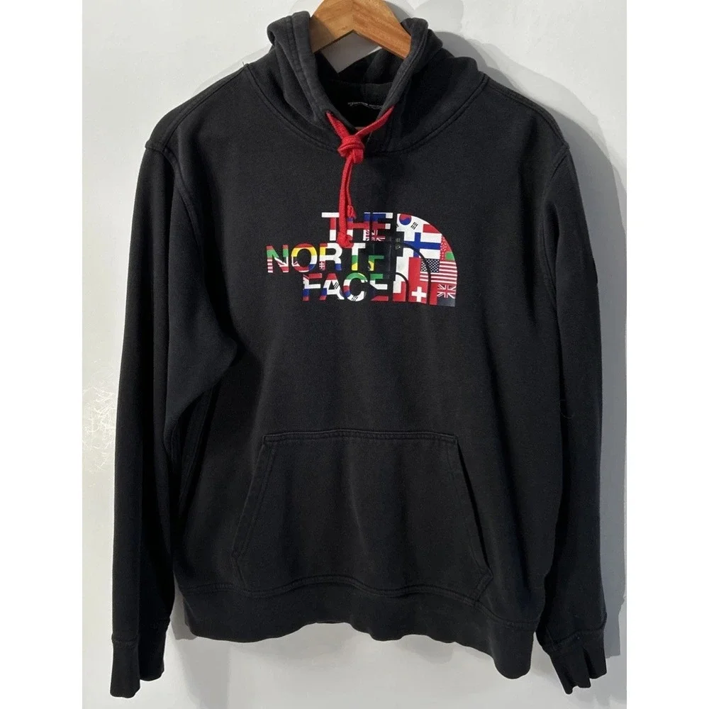 The North Face International Flag Hoodie Black Retro Men's Med Black